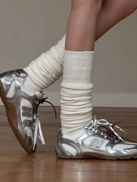 New Balance Shoes - New Balance x Miu Miu Women’s Metallic Silver Sneakers Double Lace Shoes